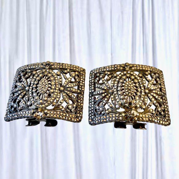 Vintage Shoe Clip Studs Silvertone Heavy Large - Picture 4 of 10